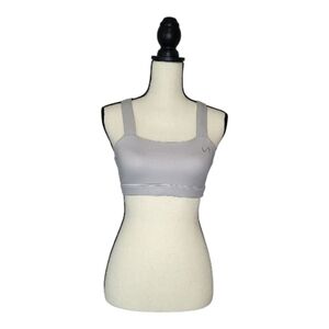 TLF Sports Bra Diamond 2.0 Shimmery Gray Silver Criss Cross Back Women's Size M